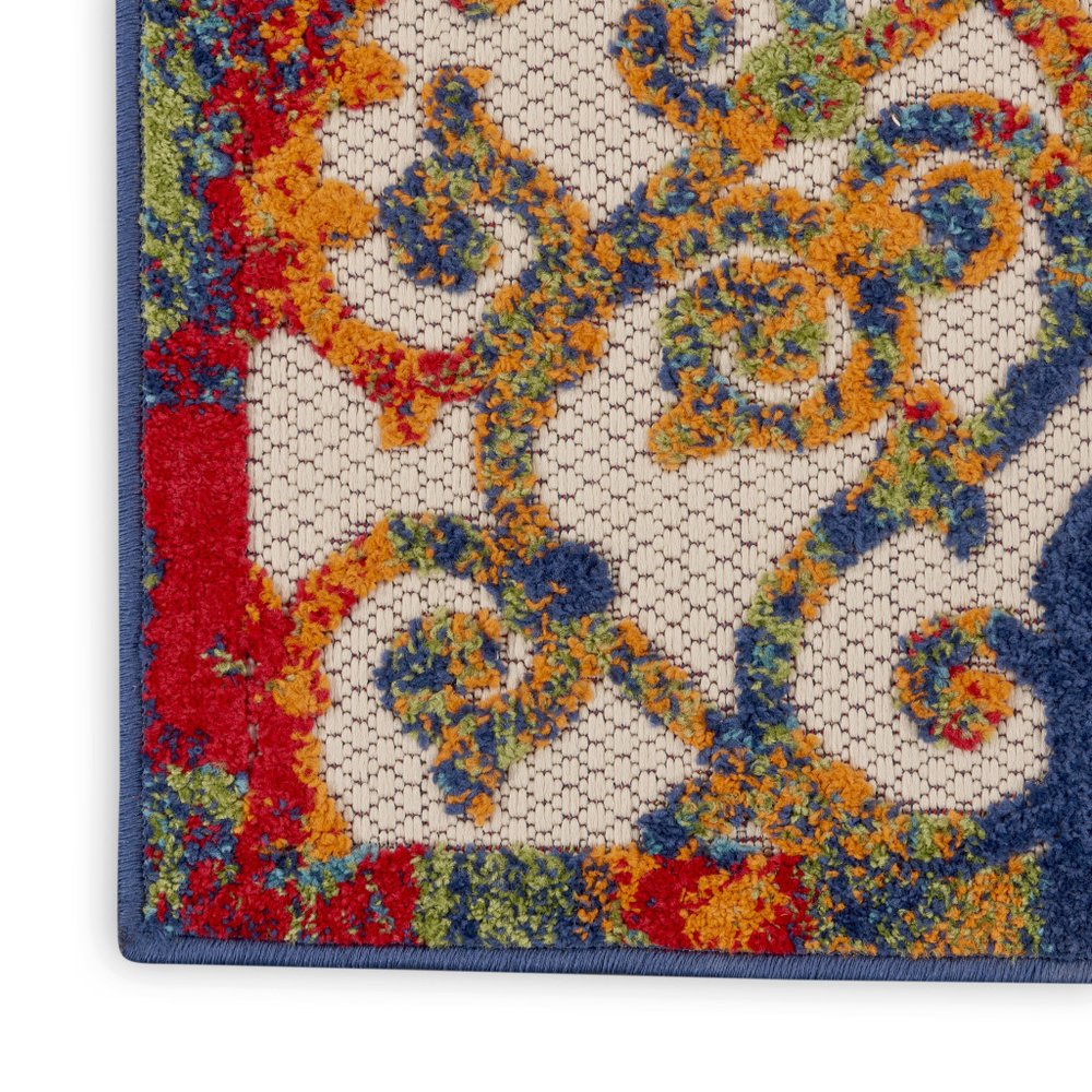 3' X 4' Navy Blue Beige Green Orange And Red Trellis Indoor Outdoor Area Rug HomeRoots