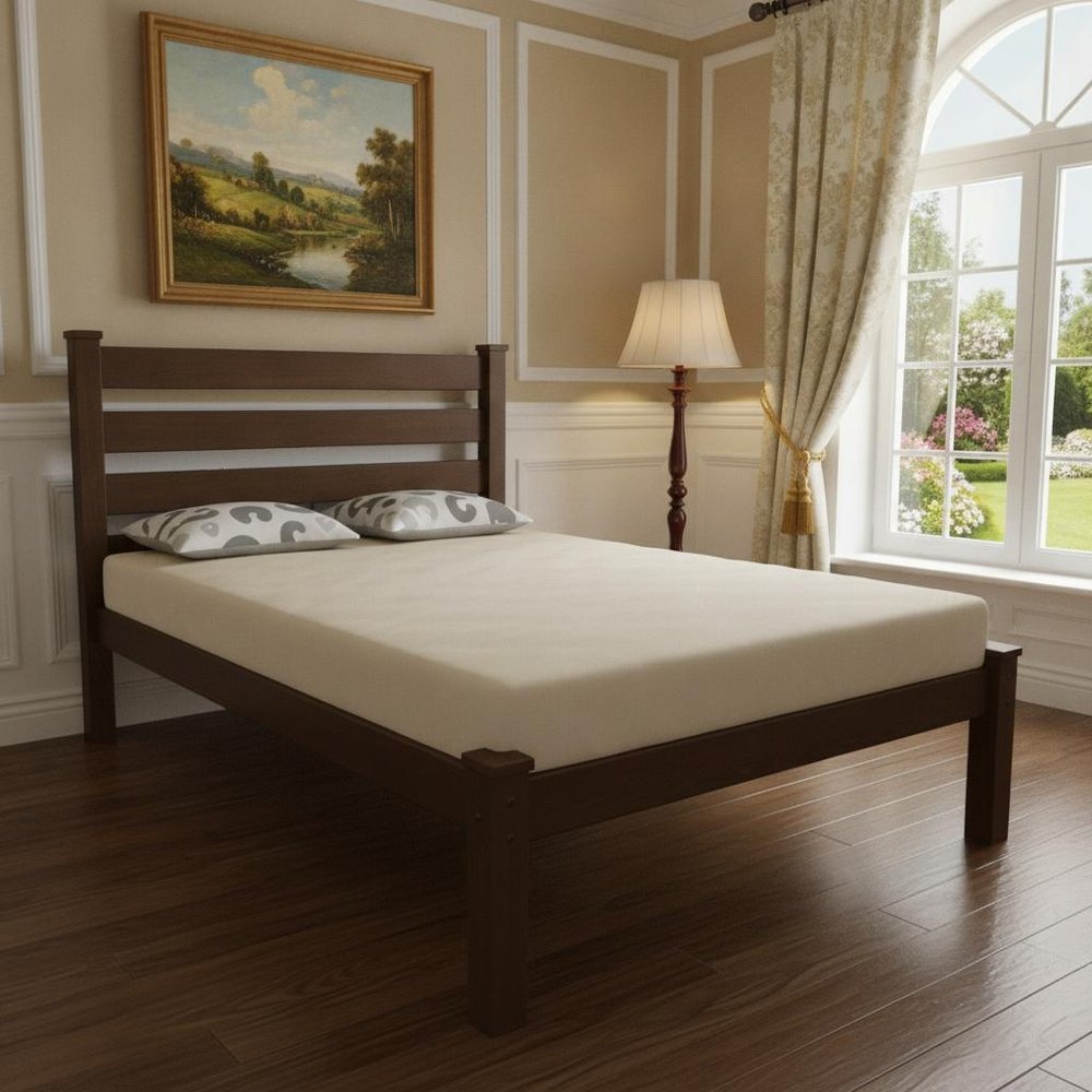 Brown Solid Wood Queen Bed Frame HomeRoots