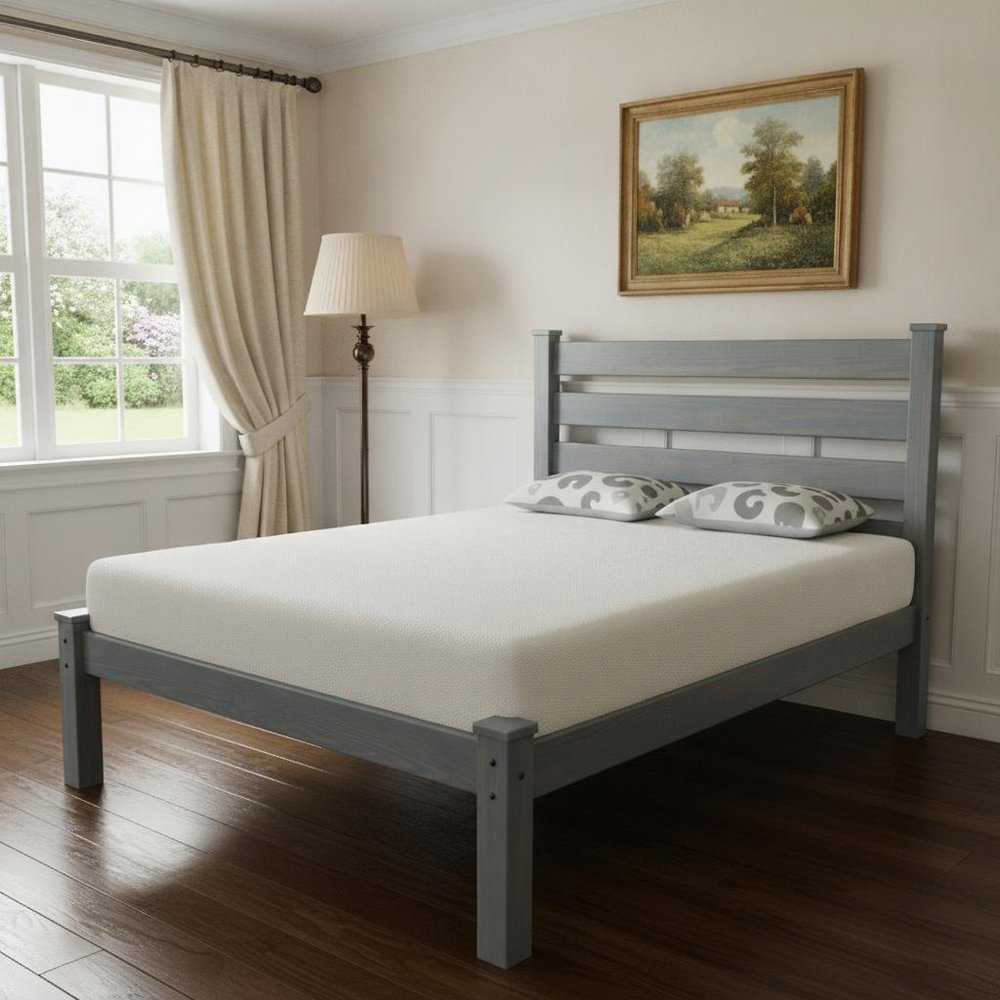 Gray Solid Wood Queen Bed Frame HomeRoots