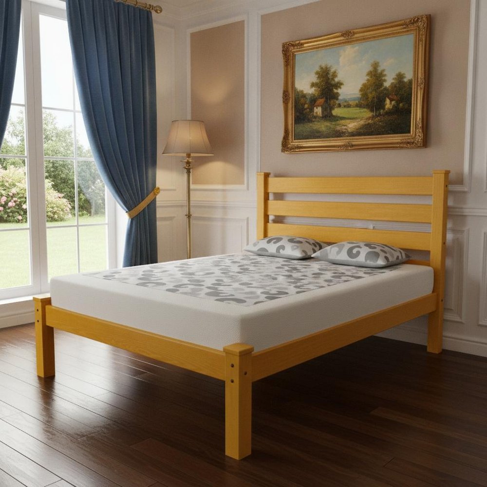 Yellow Solid Wood Queen Bed Frame HomeRoots