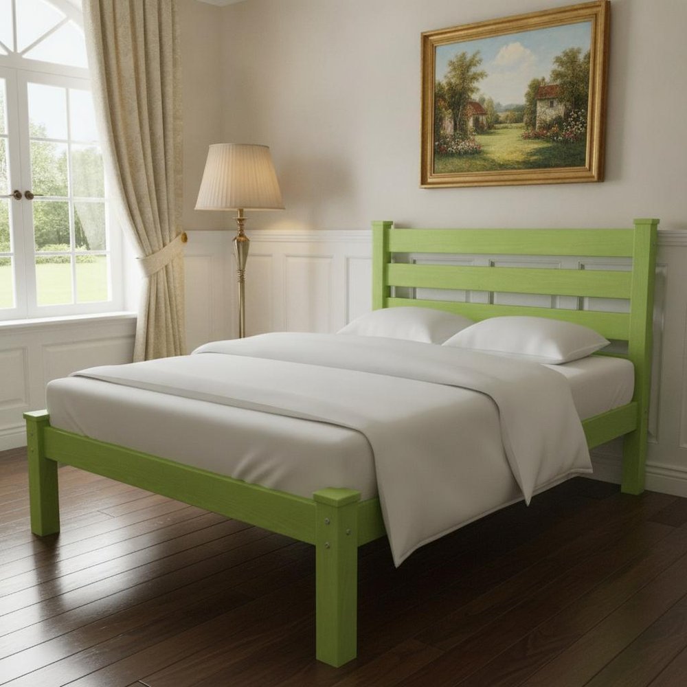Lime Green Solid Wood Queen Bed Frame HomeRoots