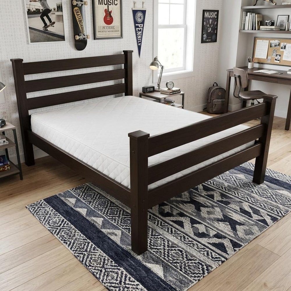 Brown Solid Wood Twin Bed Frame