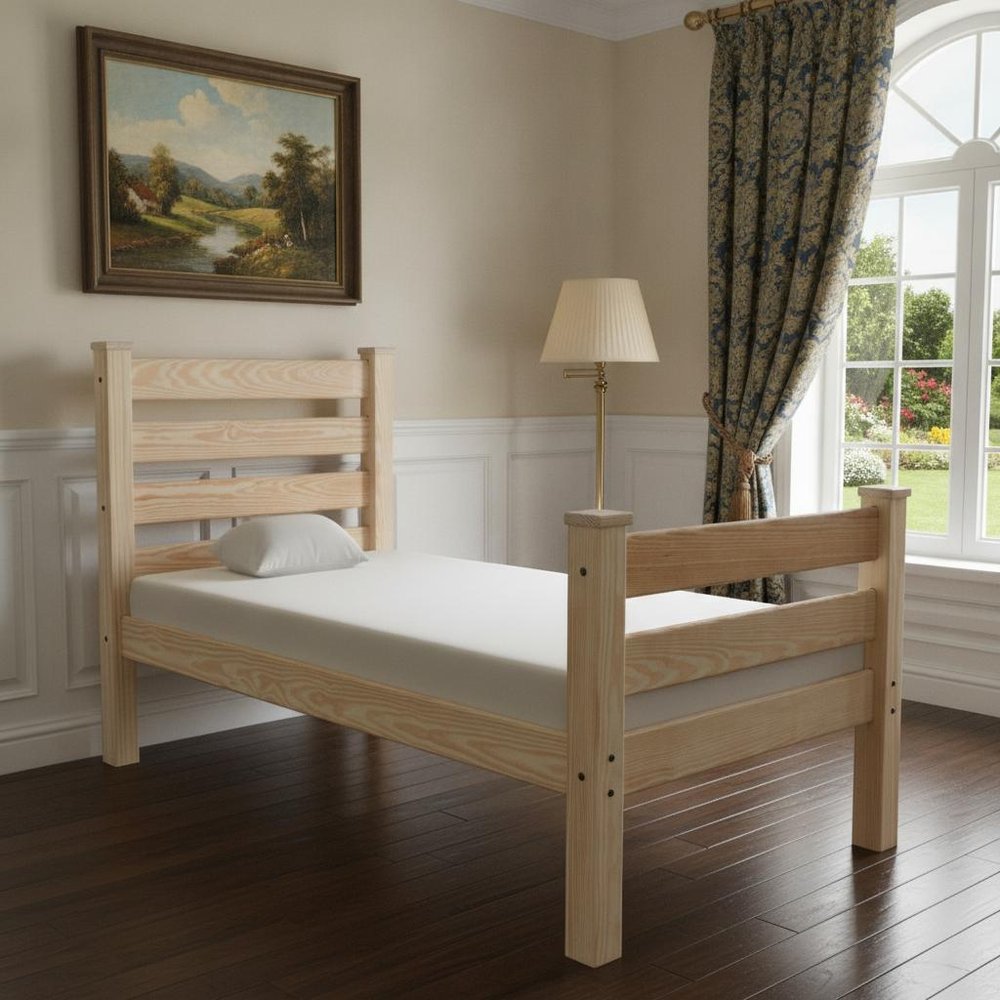Natural Solid Wood Twin Bed Frame HomeRoots