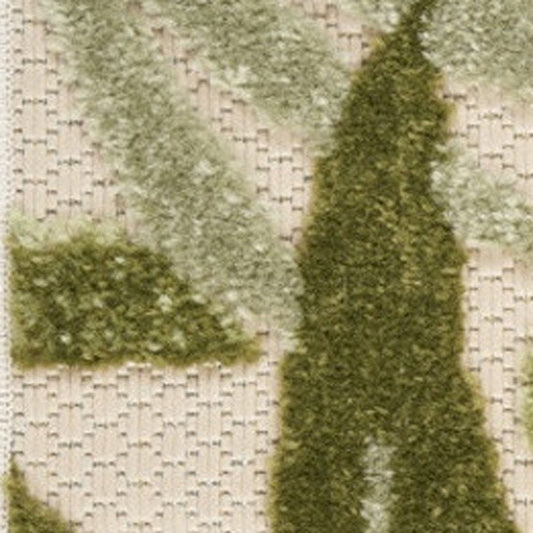 8' Ivory And Green Palm Leaf Indoor Outdoor Runner Rug HomeRoots