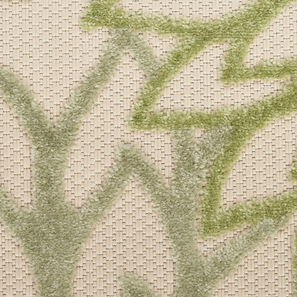 6' X 9' Ivory And Green Floral Indoor Outdoor Area Rug HomeRoots