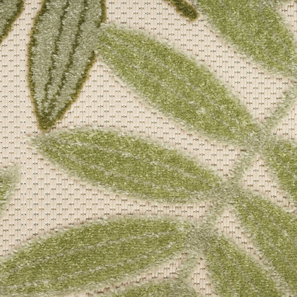 6' X 9' Ivory And Green Palm Leaf Indoor Outdoor Area Rug HomeRoots