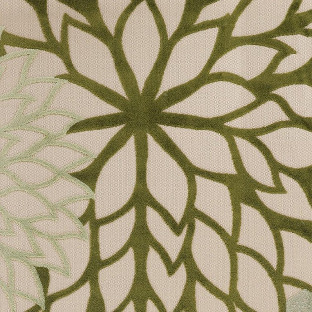 8' X 11' Ivory And Green Floral Indoor Outdoor Area Rug HomeRoots