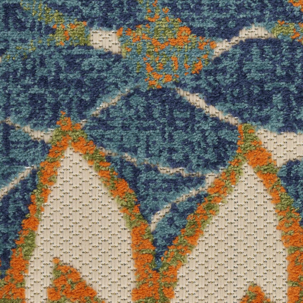 10' X 14' Blue Green And Orange Floral Indoor Outdoor Area Rug HomeRoots