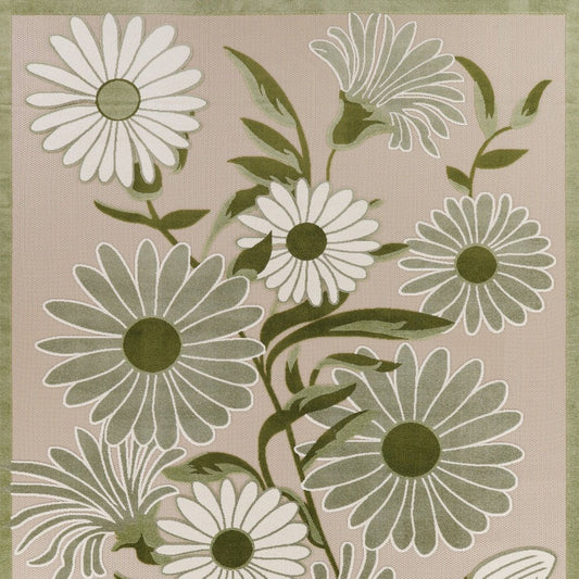 9' X 12' Ivory And Green Floral Indoor Outdoor Area Rug HomeRoots