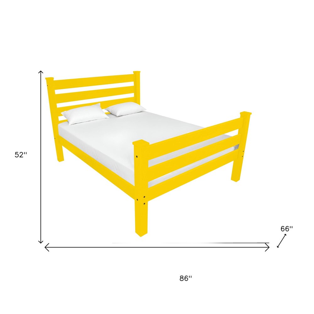 Yellow Solid Wood Queen Bed Frame HomeRoots