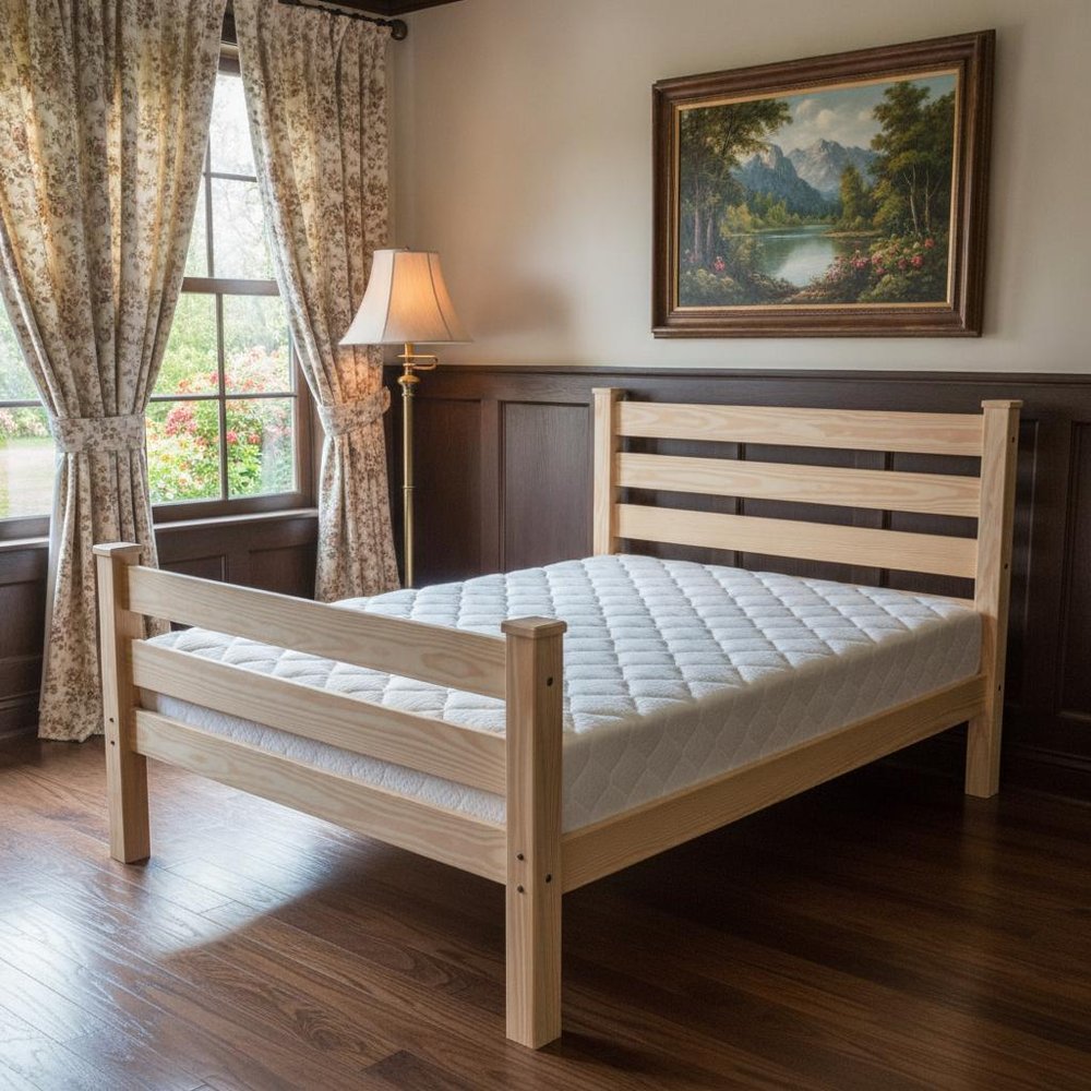 Natural Solid Wood Queen Bed Frame HomeRoots