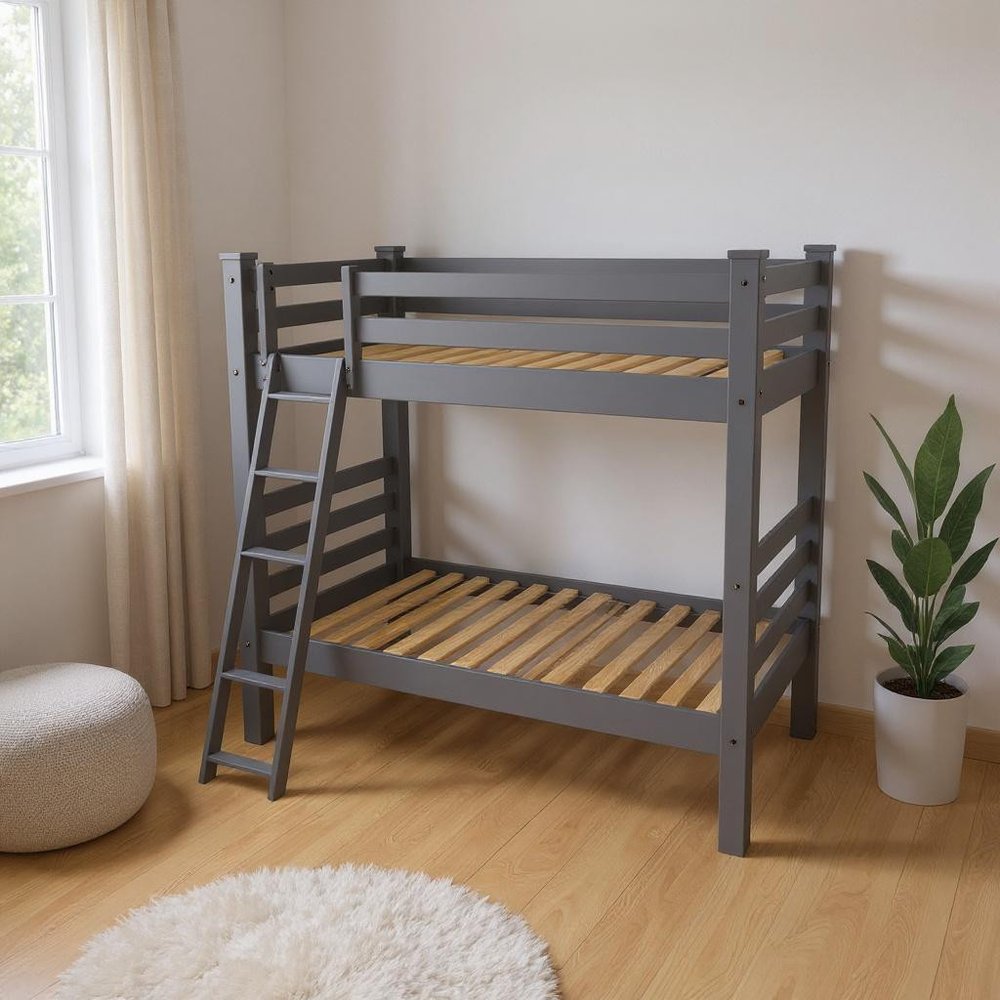 Gray Twin Solid Wood Bunk Bed HomeRoots