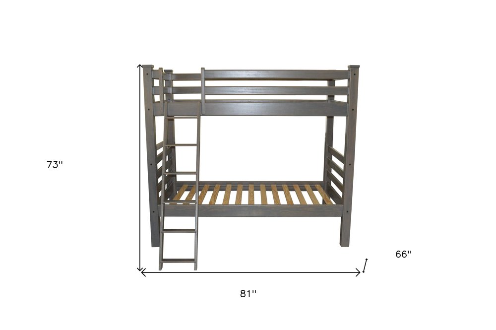 Gray Twin Over Twin Solid Wood Bunk Bed HomeRoots