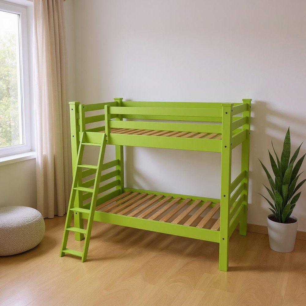 Green Twin Solid Wood Bunk Bed HomeRoots