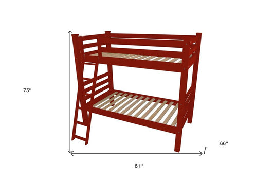 Red Twin Solid Wood Bunk Bed HomeRoots