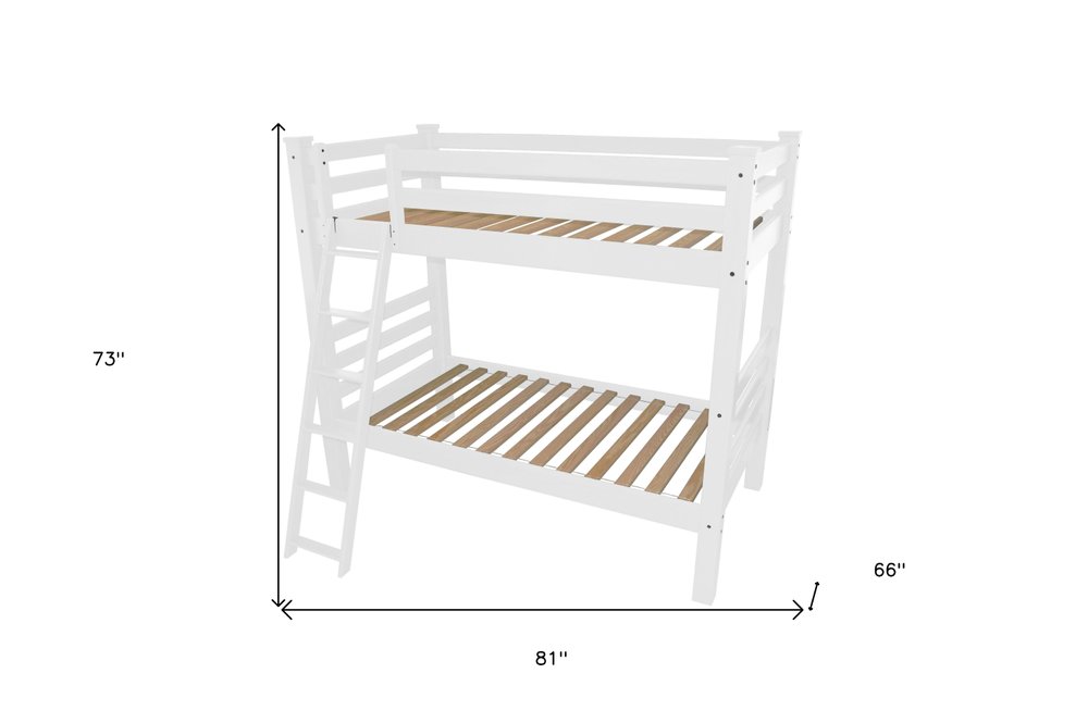 White Twin Traditional Solid Wood Bunk Bed HomeRoots