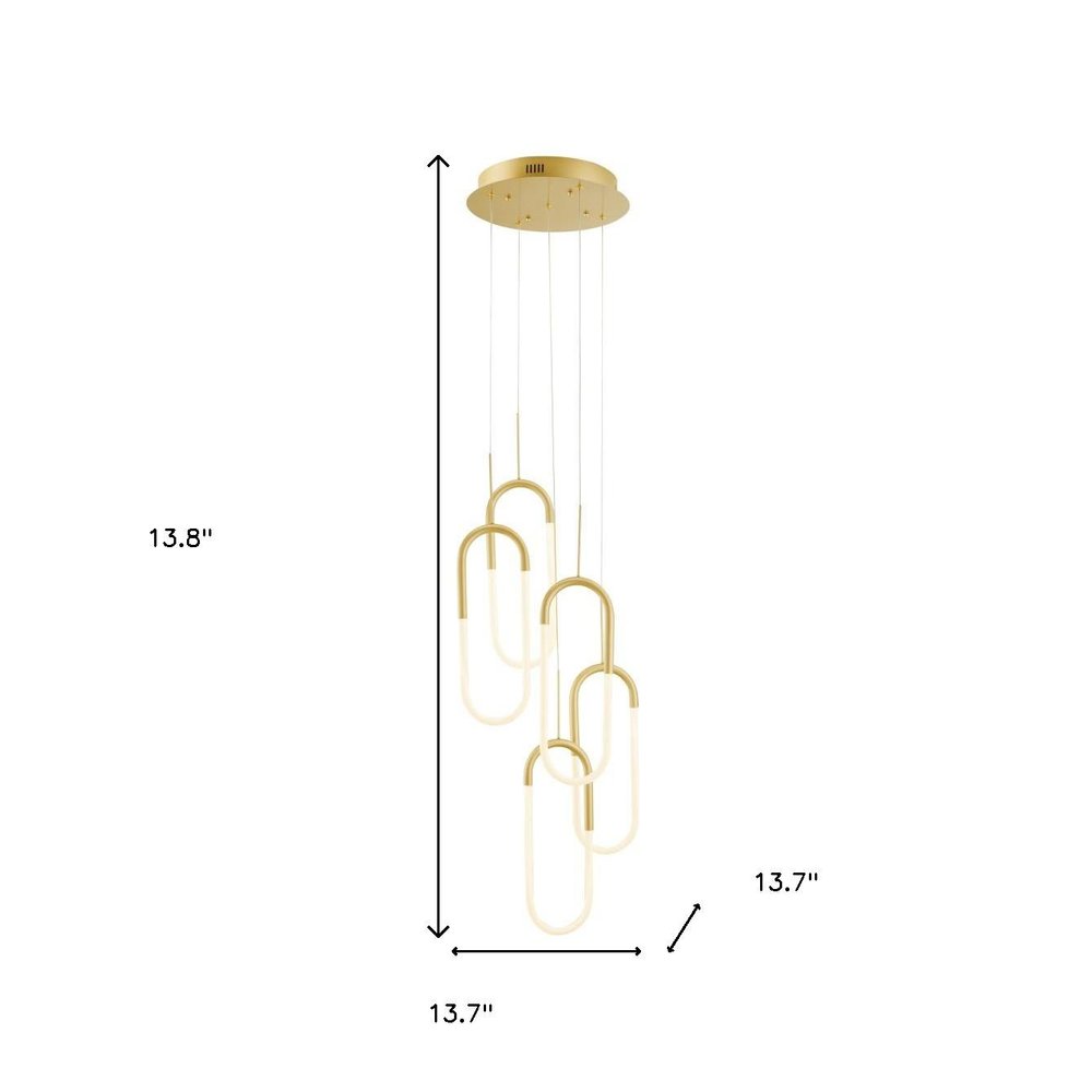 Gold Five Light Metal LED Dimmable Smart Enabled Chandelier HomeRoots