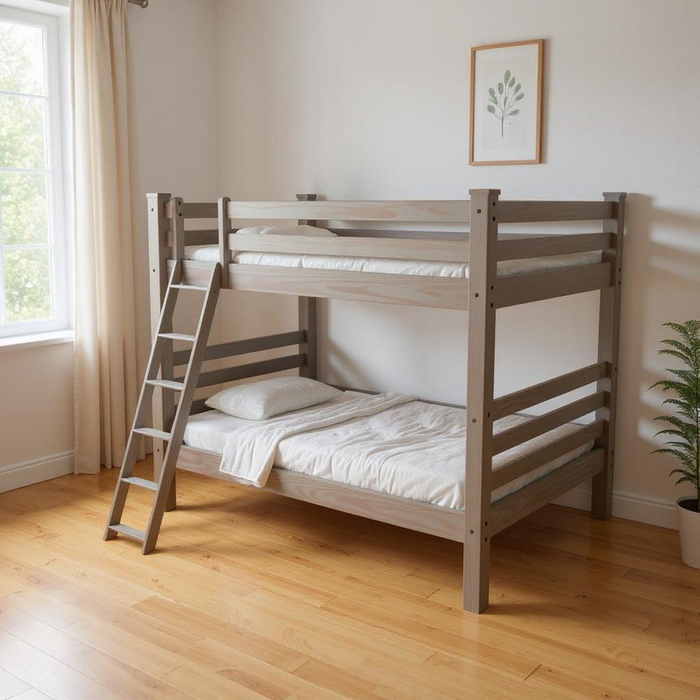 Gray Full Over Full Solid Wood Bunk Bed HomeRoots