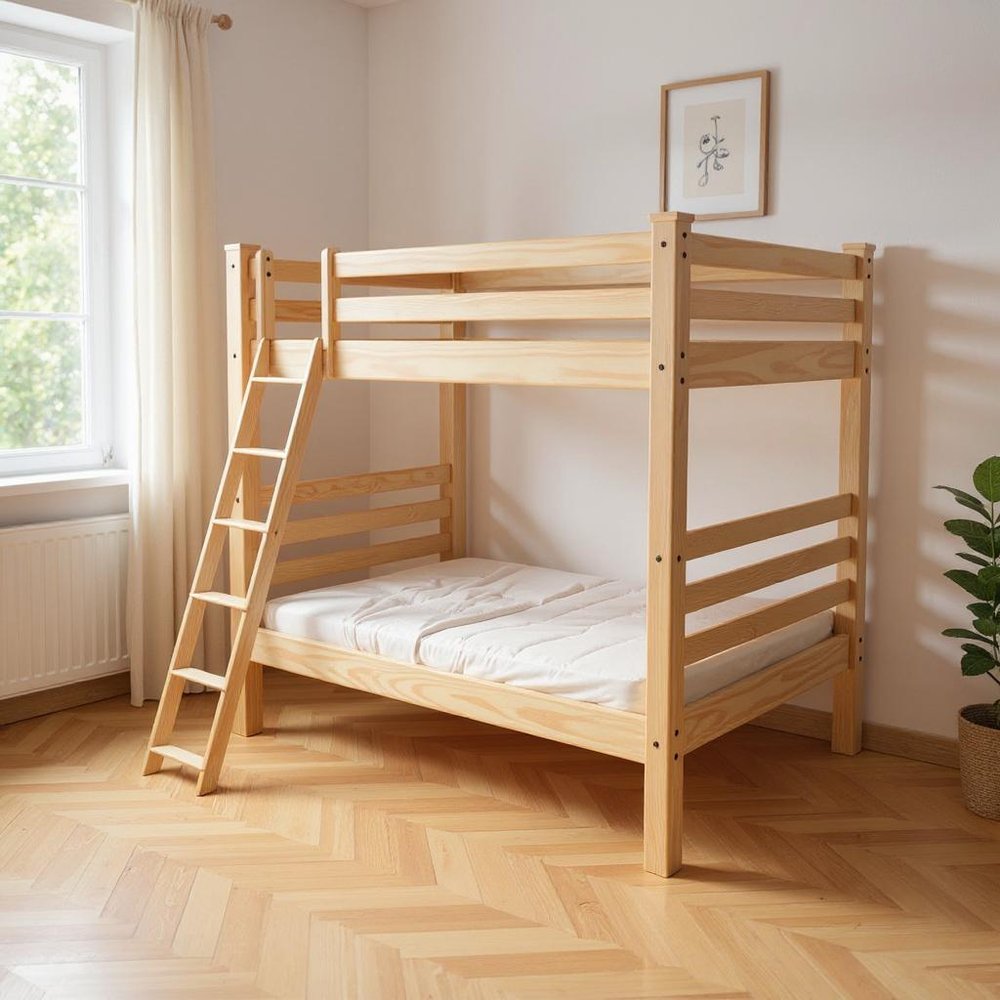 Natural Full Over Full Solid Wood Bunk Bed HomeRoots