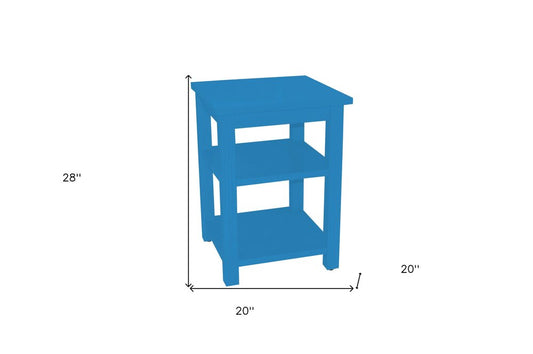 28" Blue Solid Wood Nightstand HomeRoots