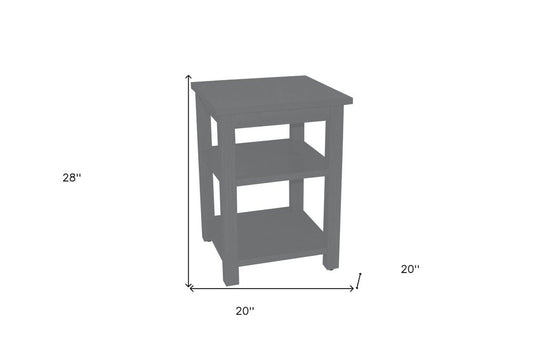 28" Gray Solid Wood Nightstand HomeRoots