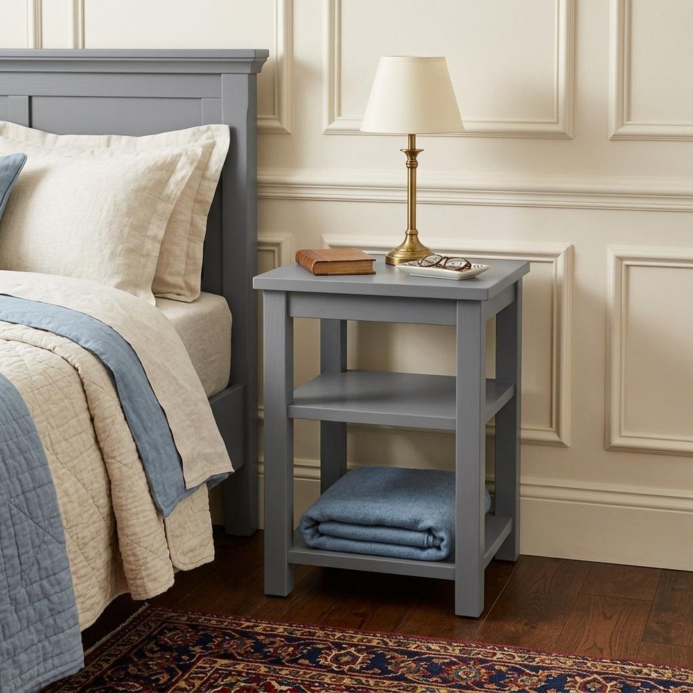 28" Gray Solid Wood Nightstand HomeRoots