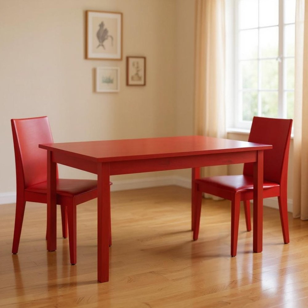 48" Fire Engine Red Solid Wood Dining Table HomeRoots