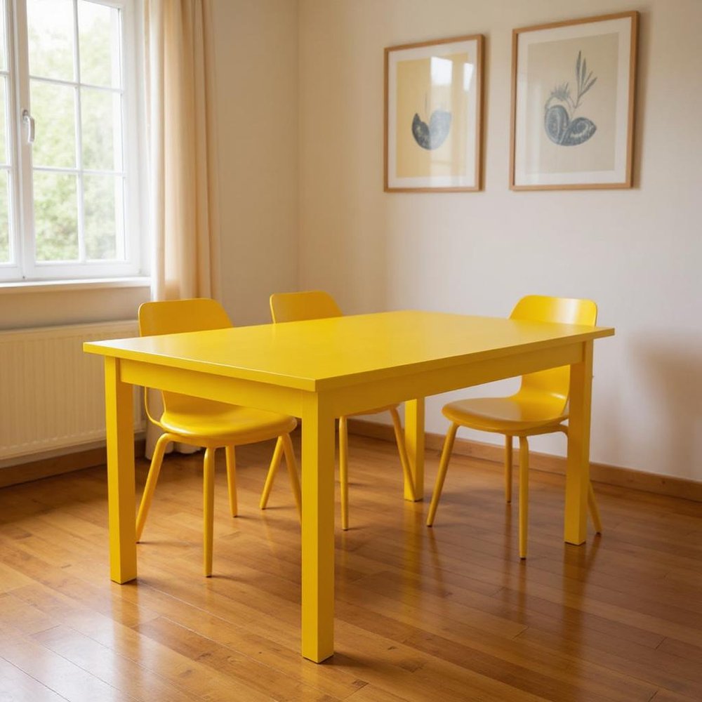 60" Yellow Solid Wood Dining Table HomeRoots