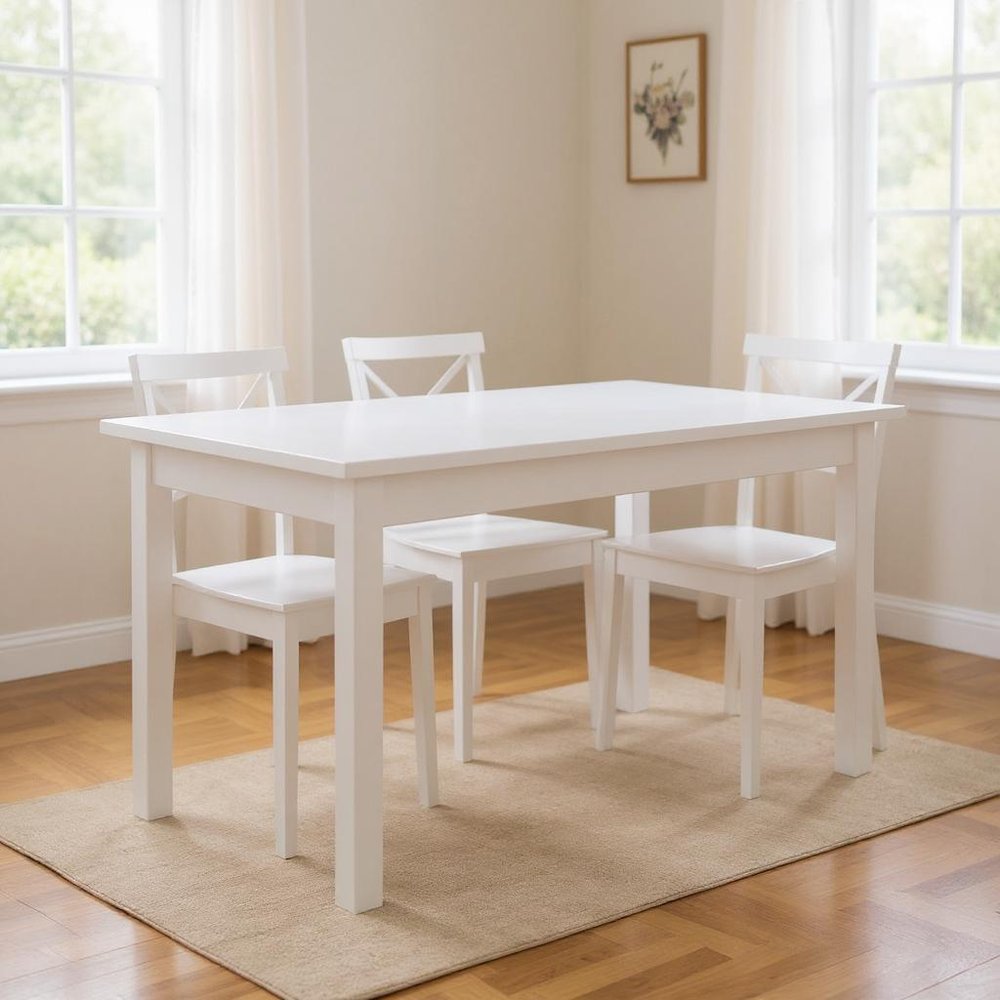 60" White Solid Wood Dining Table HomeRoots