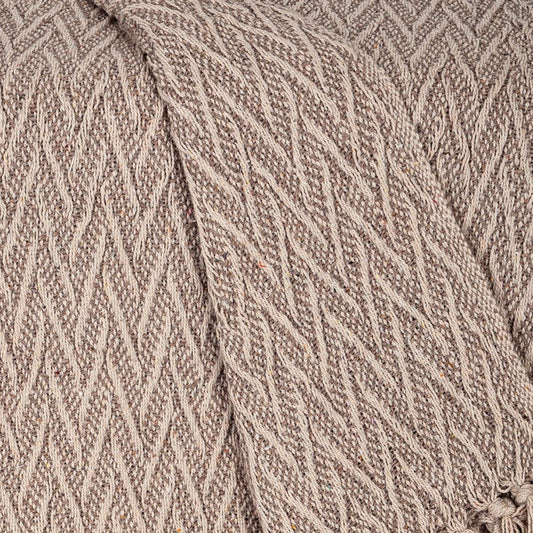 52" X 67" Brown Woven Cotton Chevron Throw Blanket with Fringe HomeRoots