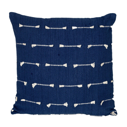 18" Dark Blue Striped Cotton Throw Pillow With Texture FurniFindUSA