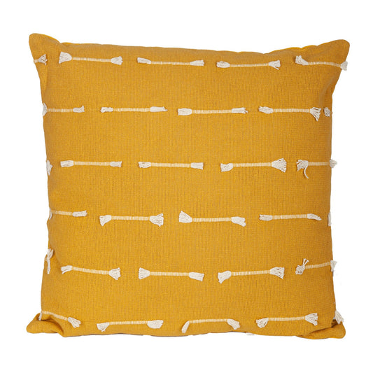 18" Yellow Striped Cotton Throw Pillow With Texture FurniFindUSA