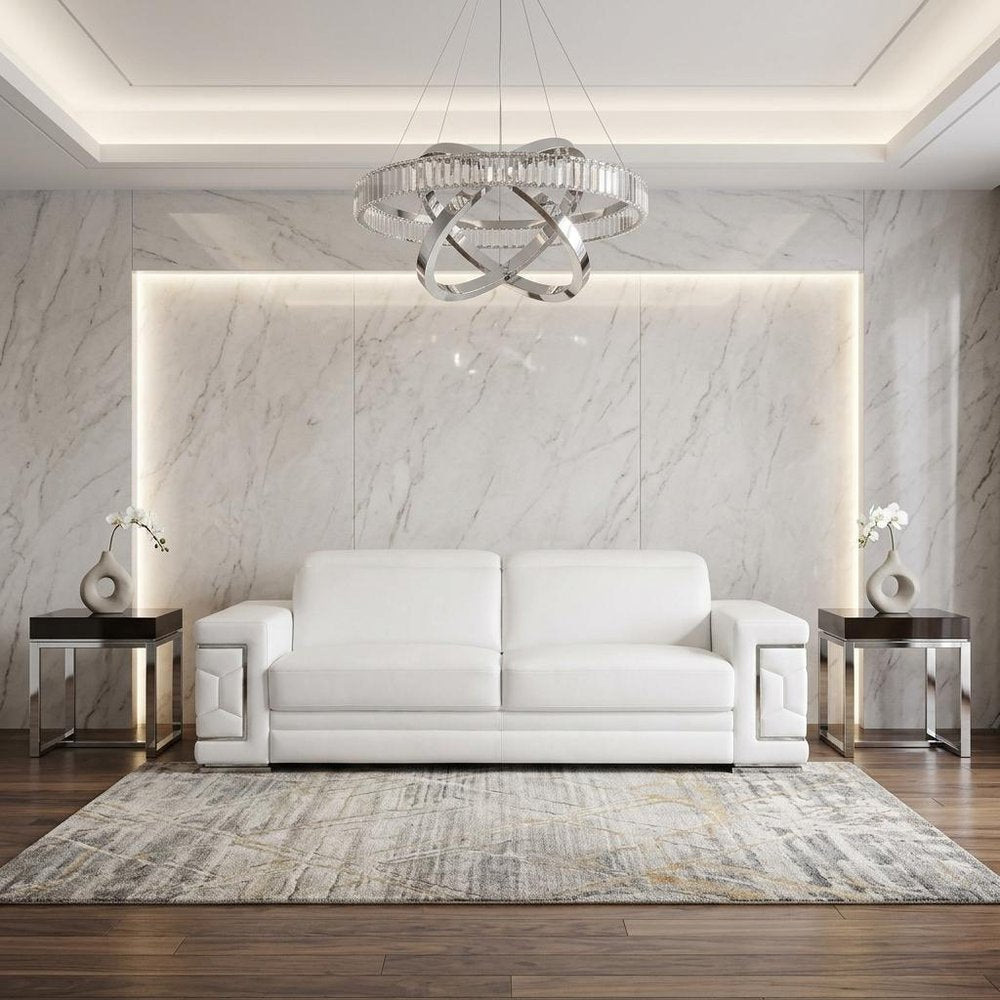 89" White Leather Sofa HomeRoots