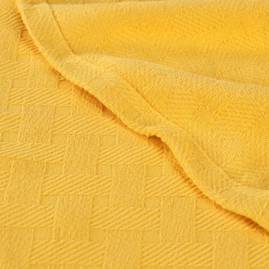 King Gold Cotton Basketweave Geometric Blanket HomeRoots