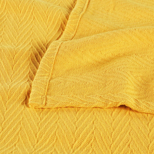 California King Gold Cotton Woven Chevron Blanket HomeRoots
