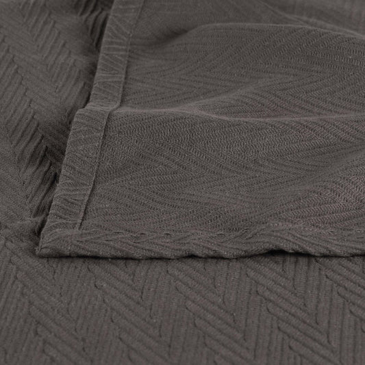 King Charcoal Cotton Woven Chevron Blanket HomeRoots