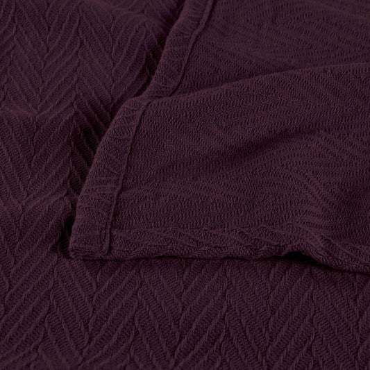 Twin Plum Cotton Woven Chevron Blanket HomeRoots