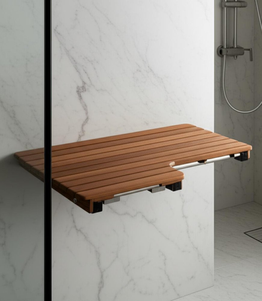 14" X 30" Brown Teak Rectangular Shower Bench HomeRoots