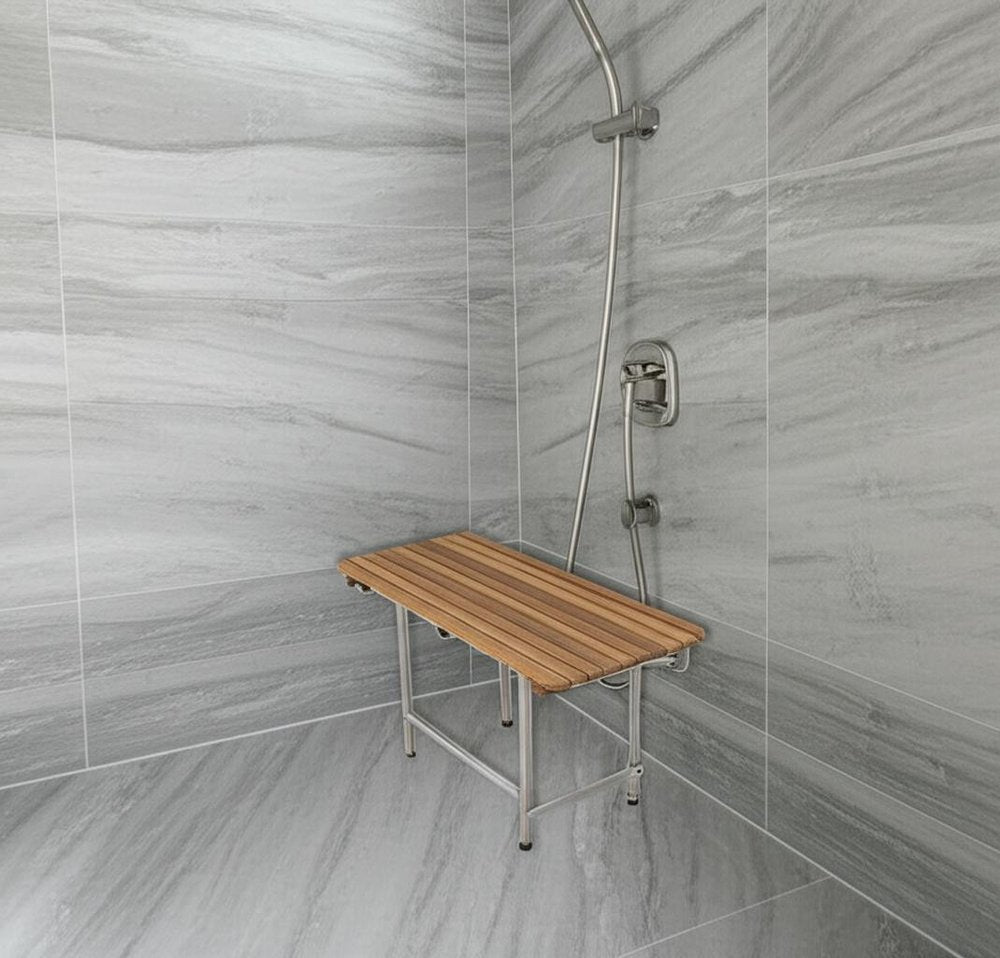 18" X 26" Brown Teak Rectangular Shower Bench HomeRoots