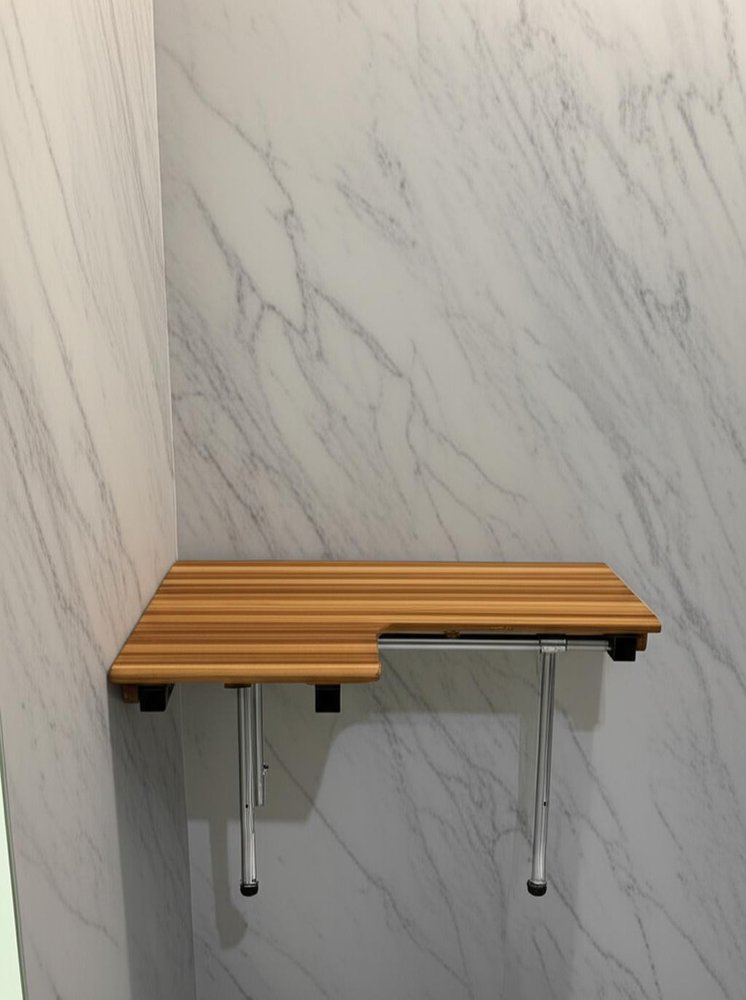 18" X 36" Brown Teak Wall Mount Rectangular Shower Bench HomeRoots
