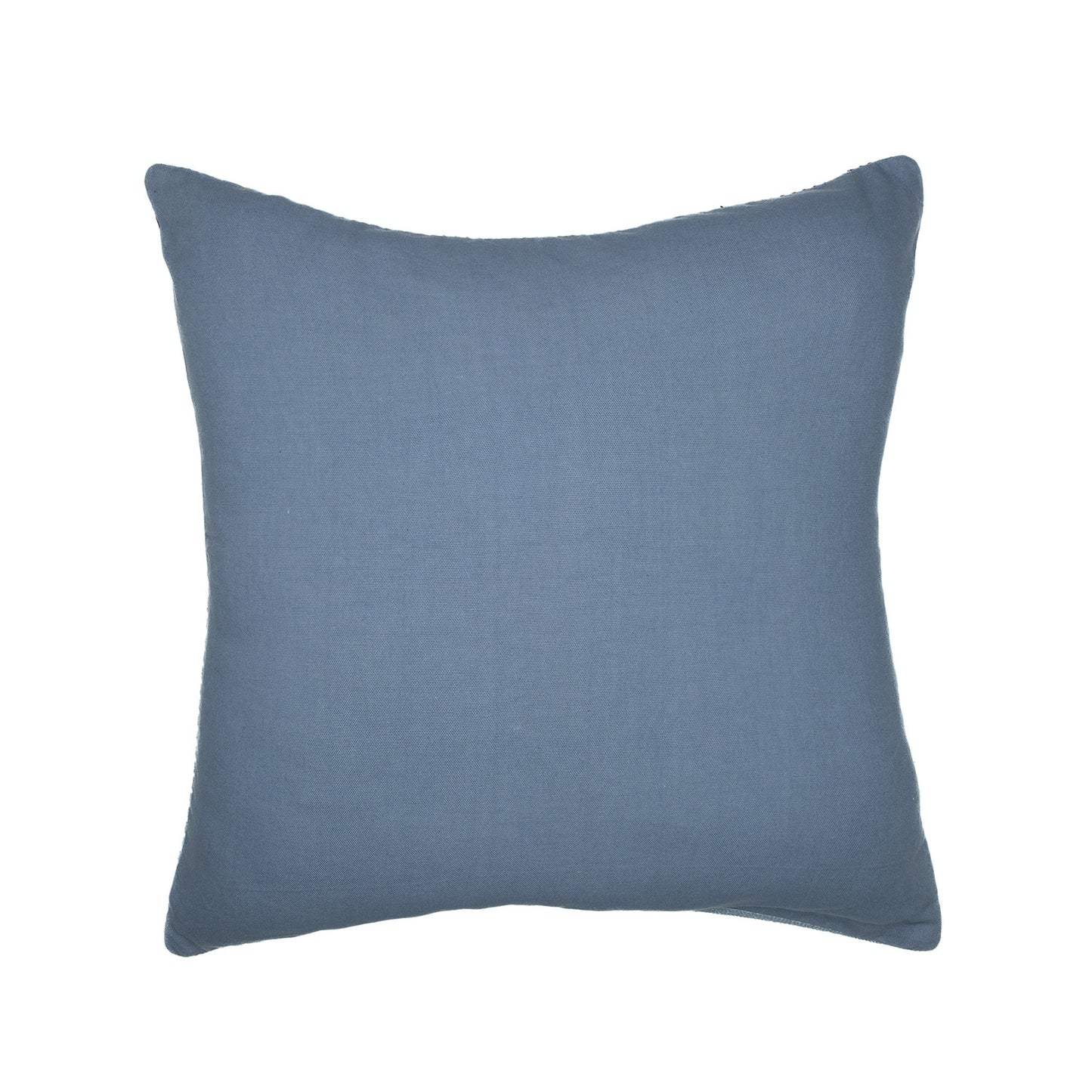 24" Blue and White Geometric Cotton Throw Pillow With Embroidery FurniFindUSA