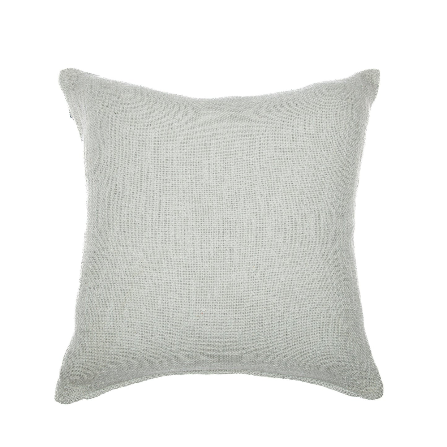 20" Blue and Ivory Geometric Cotton Blend Throw Pillow With Embroidery FurniFindUSA