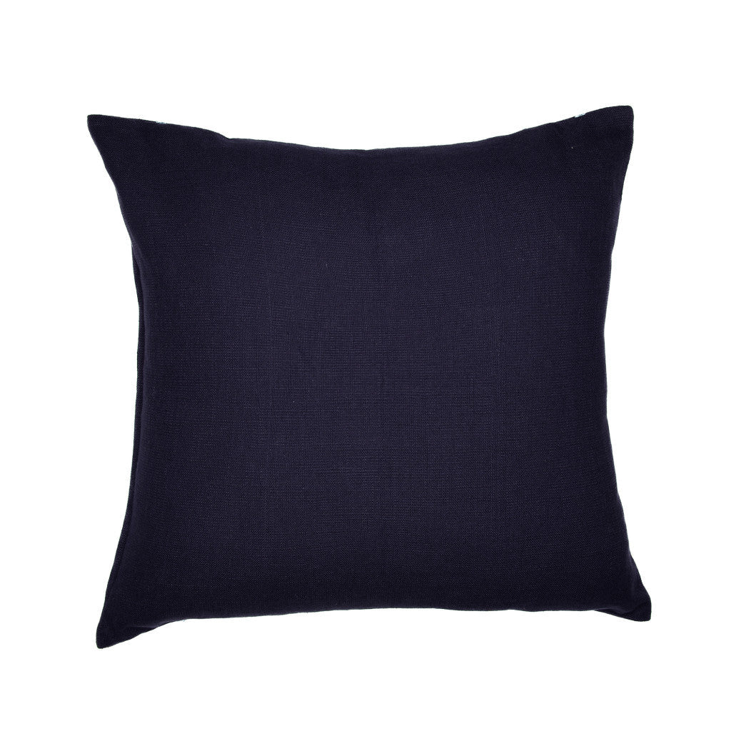 20" Blue Geometric Cotton Blend Throw Pillow With Embroidery FurniFindUSA
