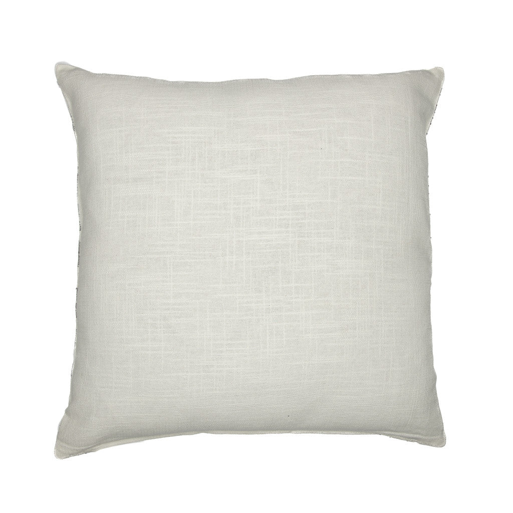 24" White and Black Check Cotton Blend Throw Pillow With Embroidery FurniFindUSA