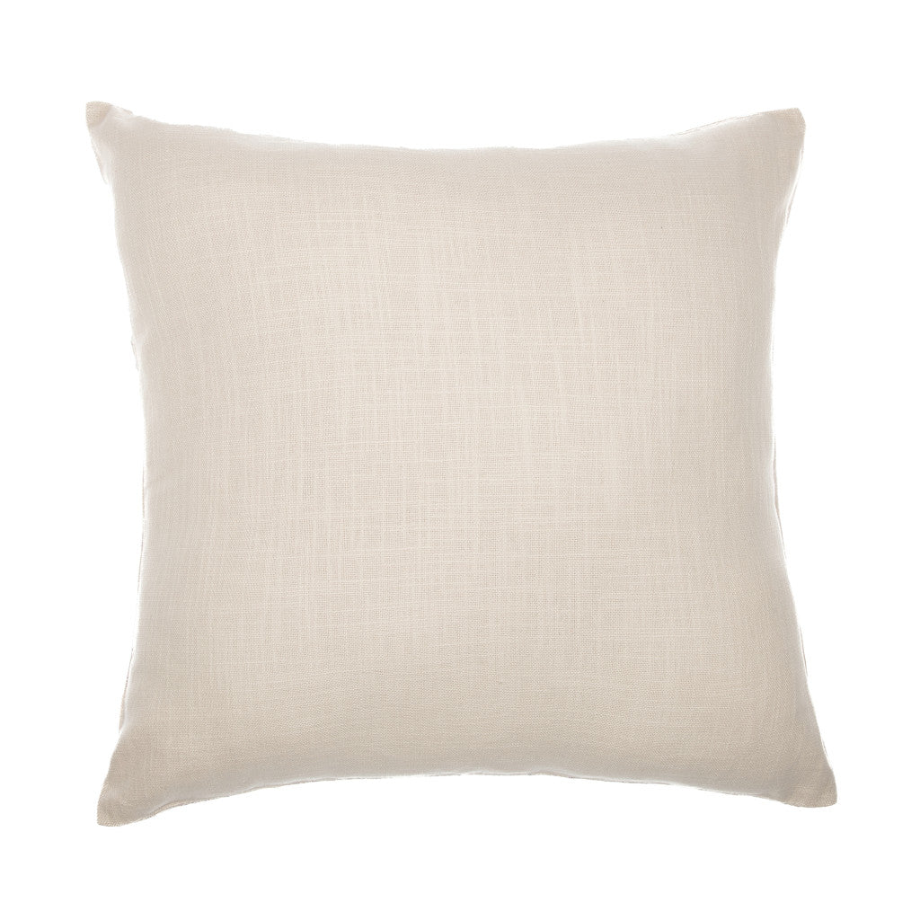 24" Ivory Check Cotton Blend Throw Pillow With Embroidery FurniFindUSA
