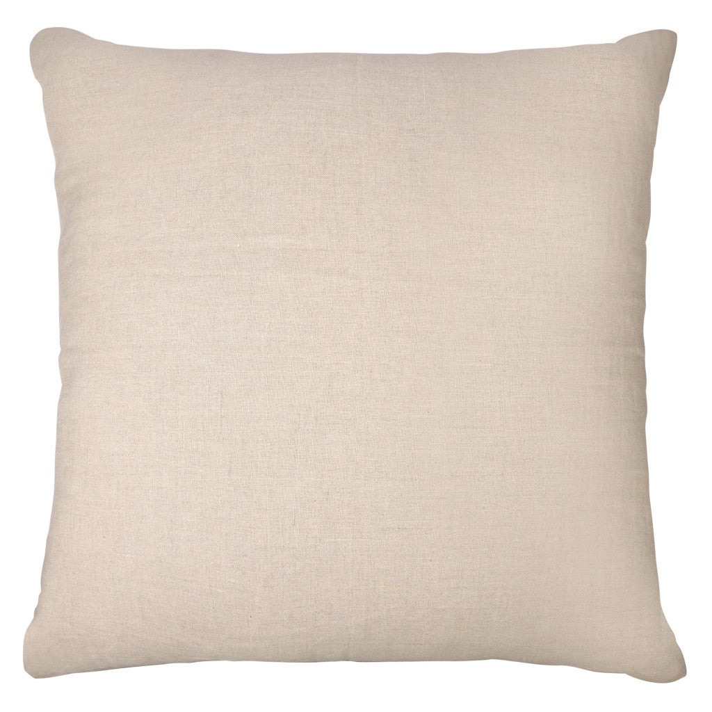 24" Beige and White Check Silk Throw Pillow With Embroidery FurniFindUSA