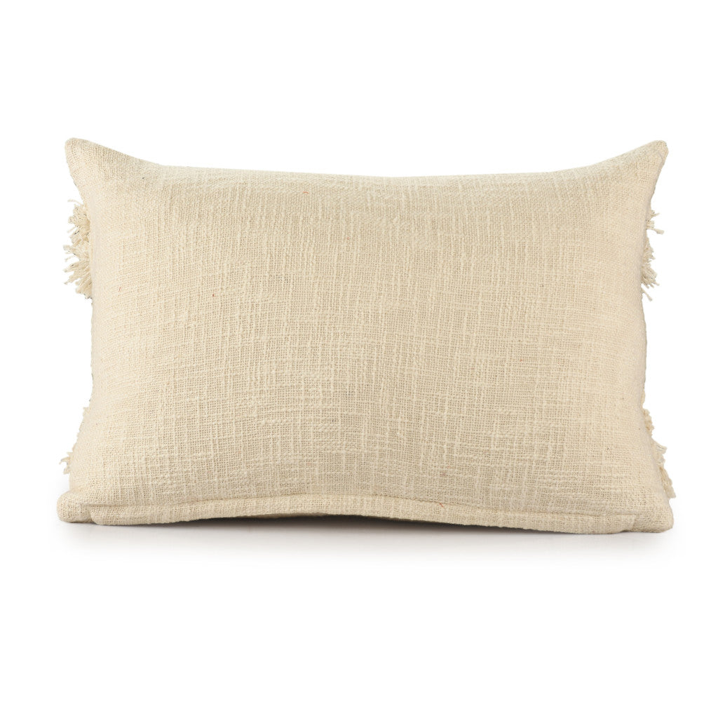 14" X 20" Cream Cotton Throw Pillow With Texture FurniFindUSA