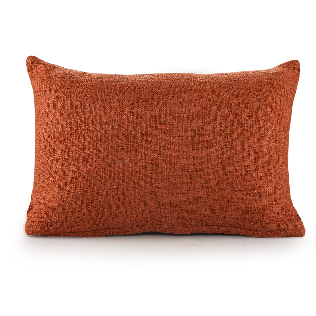 14" X 20" Cinnamon Chevron Cotton Lumbar Throw Pillow With Texture FurniFindUSA