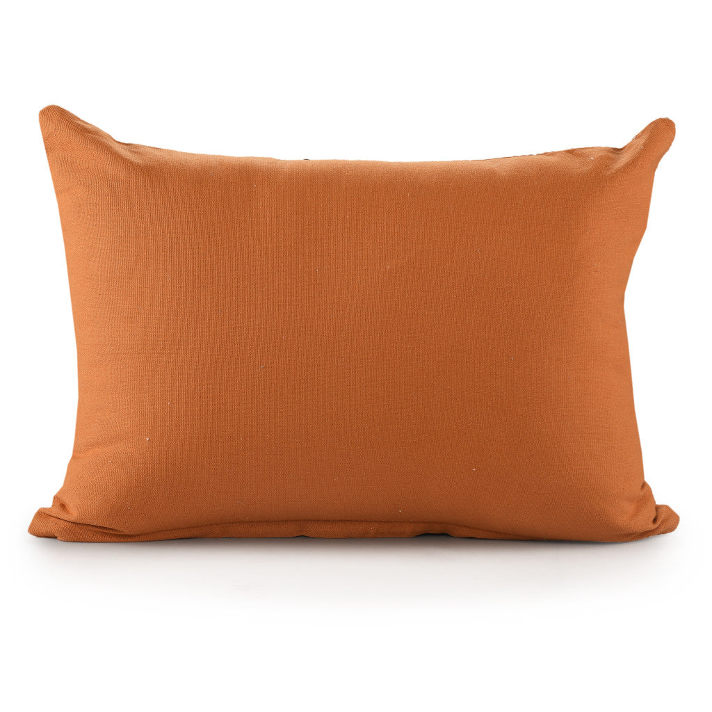14" X 20" Orange Geometric Cotton Lumbar Throw Pillow FurniFindUSA