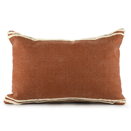 16" X 24" Cinnamon Striped Cotton Lumbar Throw Pillow With Texture FurniFindUSA